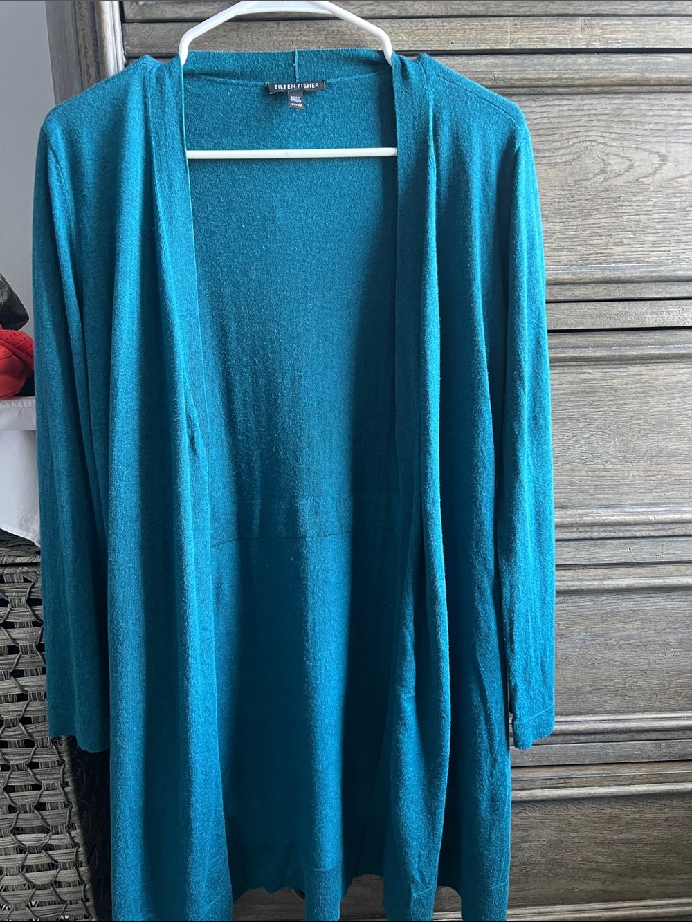 Eileen Fisher Teal Open-Front Lightweight Cardigan